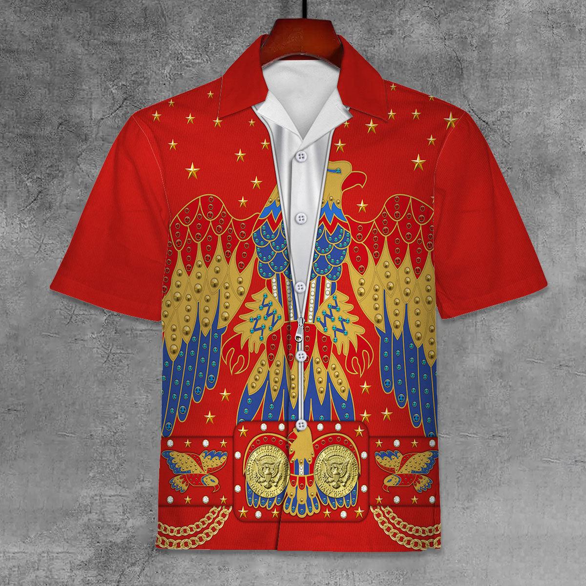 Gearhomie Elvis Eagle Red Unisex Hawaii Shirt - Gearhomie.com