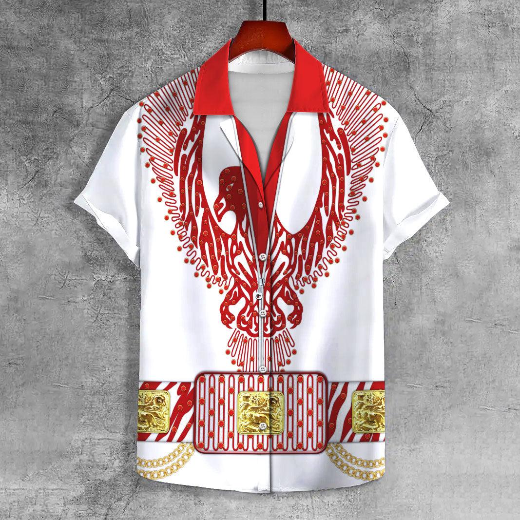 CustomsPig Elvis Red Phoenix UNISEX CASUAL HAWAIIAN SHIRT - CustomsPig.com