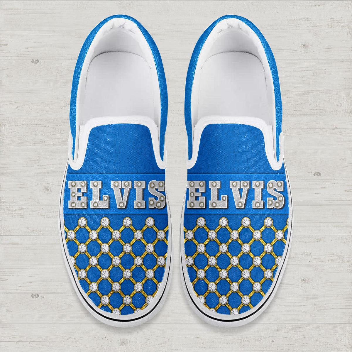 CustomsPig Elvis Slip On Shoes Blue Suede - CustomsPig.com