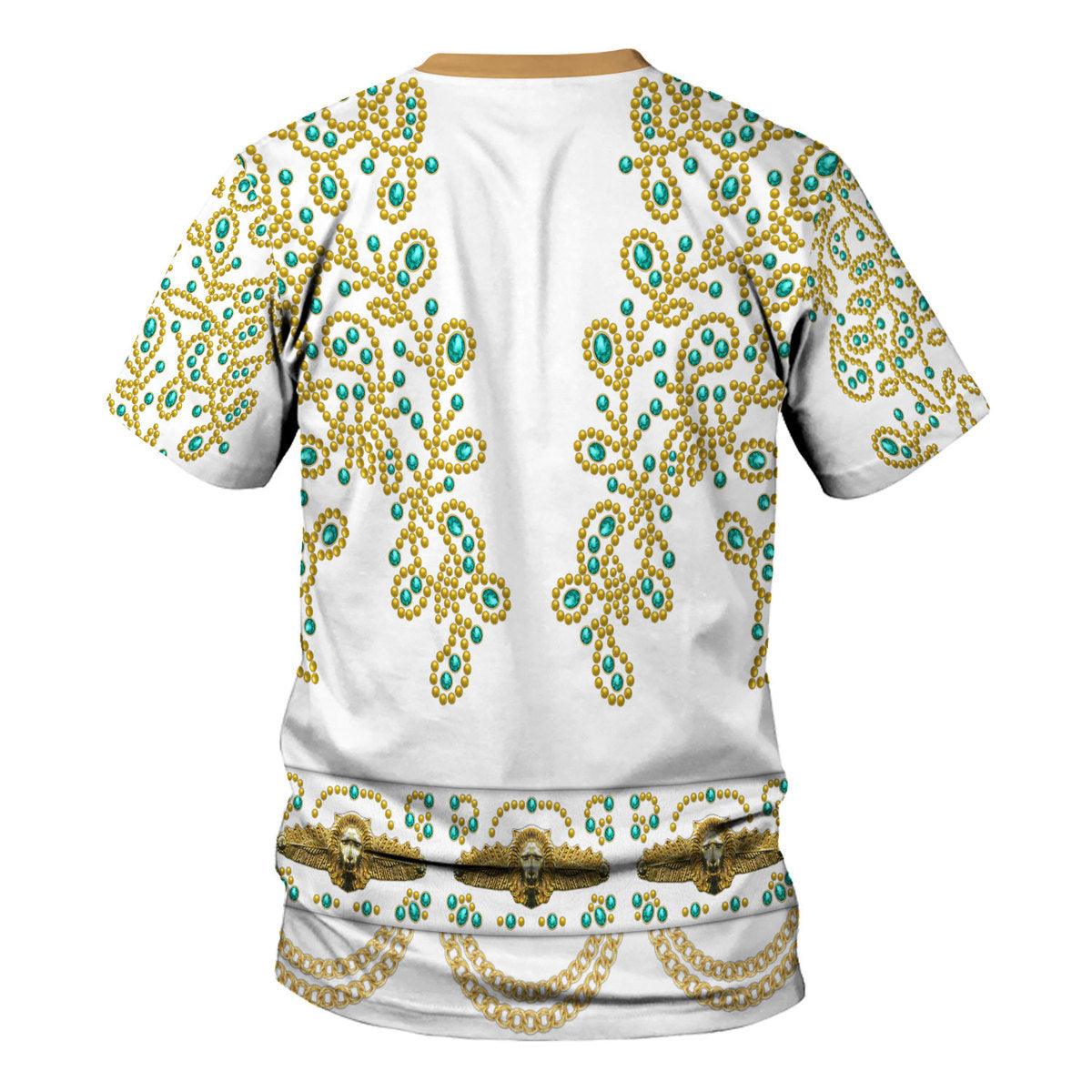 CustomsPig Elvis Spanish Flower - White With Green Stones Costume Hoodie Sweatshirt T-Shirt Sweatpants - CustomsPig.com