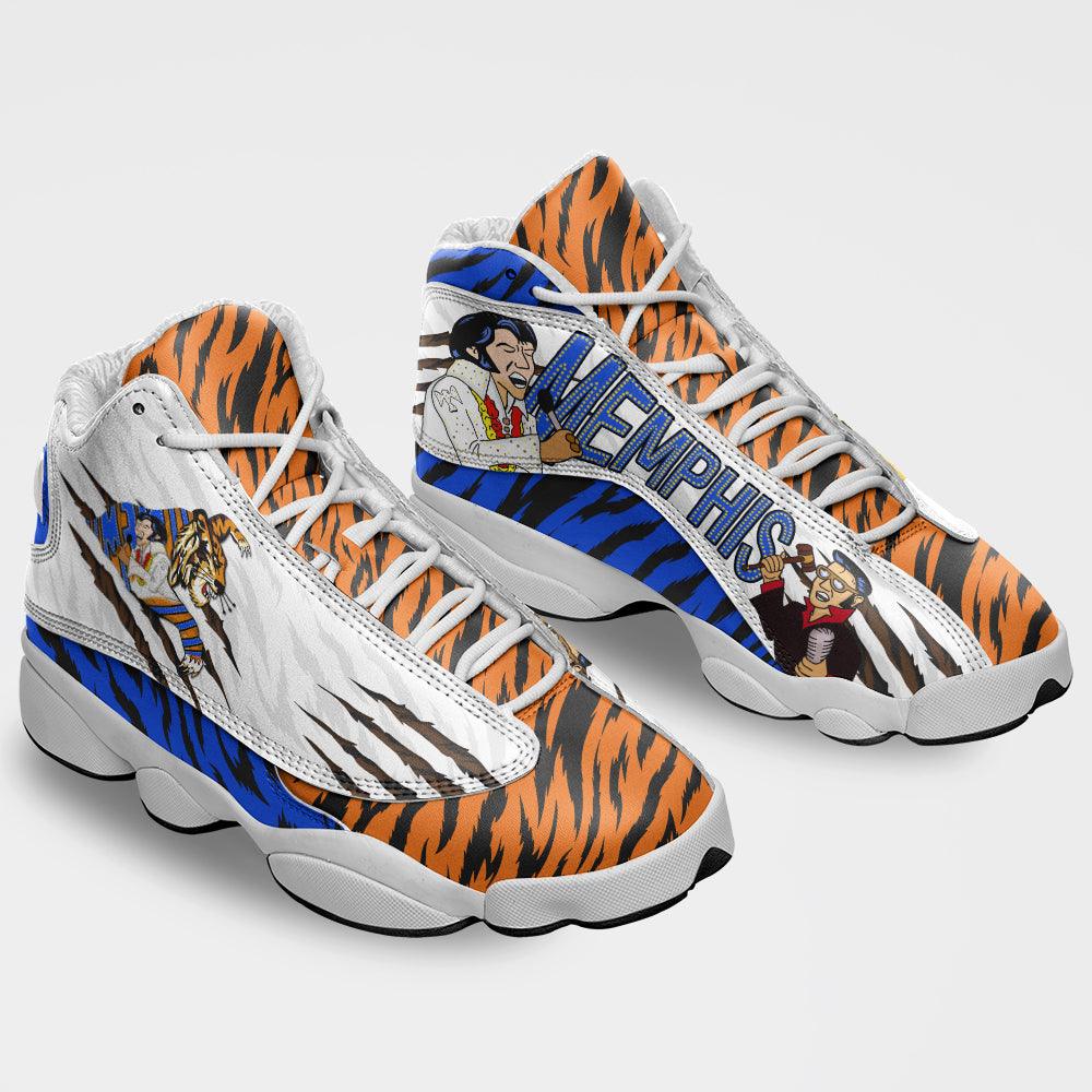 Gearhomie Elvis Tiger Art Unisex AJ13 Shoes White - Gearhomie.com