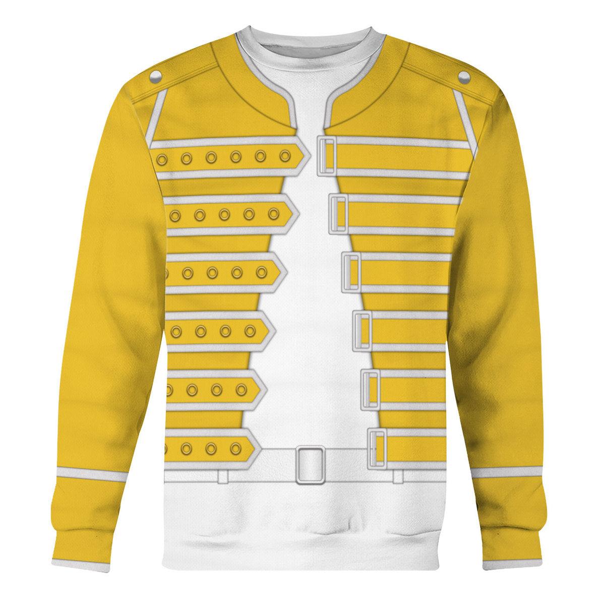 Gearhomie Freddie Mercury Costume Wembley Yellow Hoodie Sweatshirt T-Shirt Tracksuit - Gearhomie.com