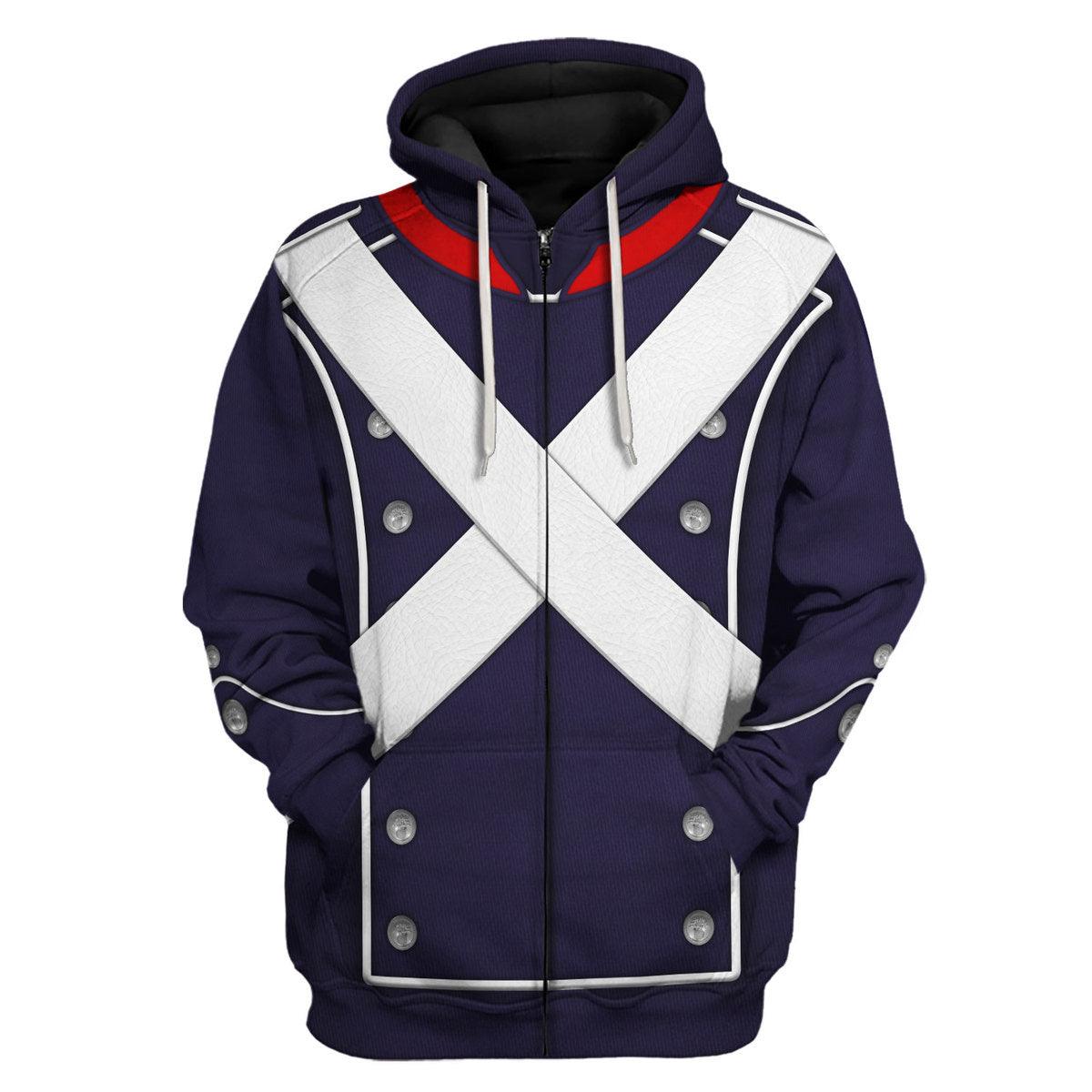 Gearhomie French Light Infantry-1812-1815 Uniform All Over Print Hoodie Sweatshirt T-Shirt Tracksuit - DucG