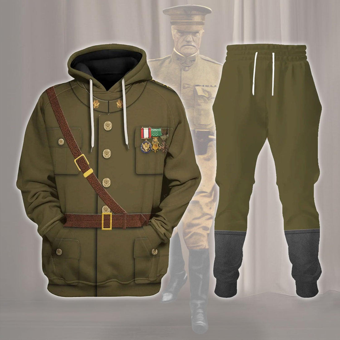 Gearhomie General John J. Jack Pershing Costume Hoodie Sweatshirt T-Shirt Tracksuit - Gearhomie.com
