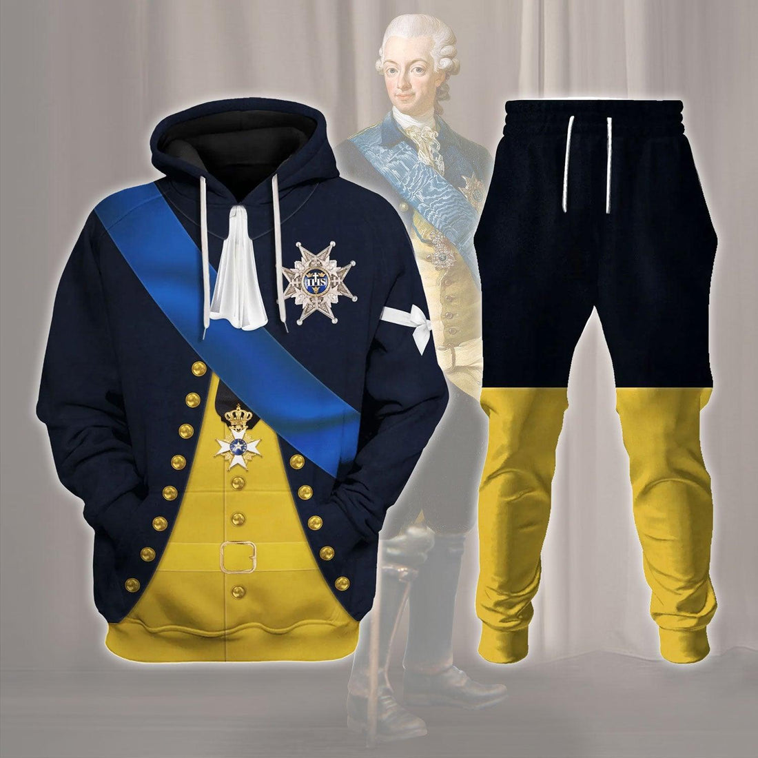 Gearhomie Gustav III Monarch of Sweden Costume Hoodie Sweatshirt T-Shirt Tracksuit - Gearhomie.com