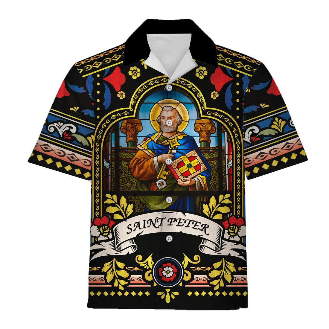 Gearhomie Hawaiian Shirt Pope St Peter Stained Glass 3D Apparel - Gearhomie.com