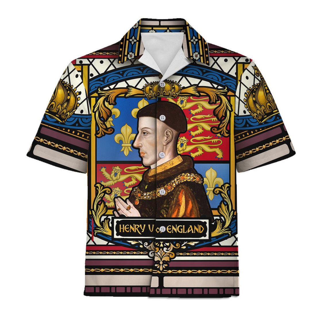 CustomsPig Henry V of England Stained Glass Hawaiian Shirt Polo Shirt - CustomsPig.com