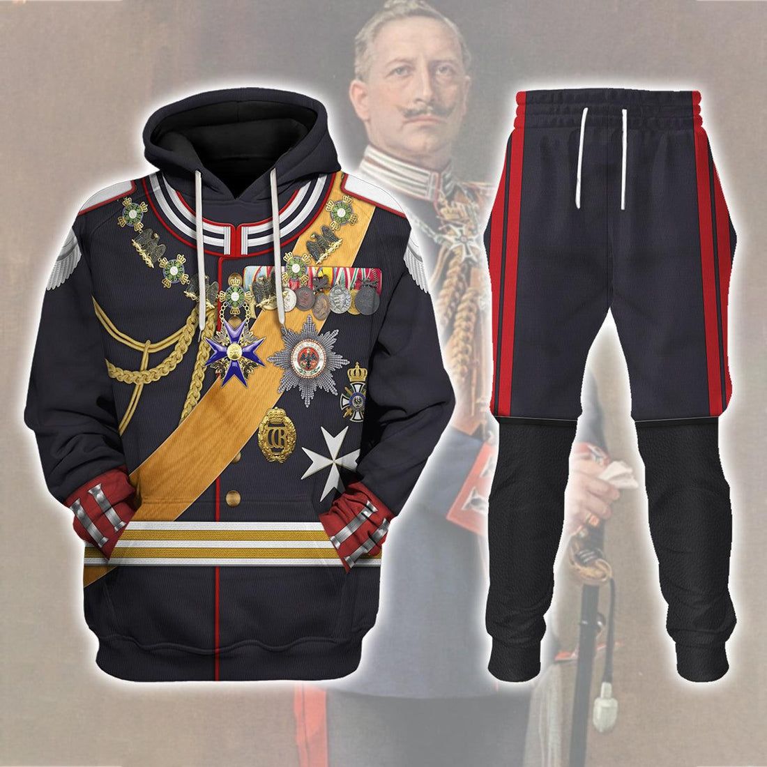CustomsPig Kaiser Wilhelm II Gala Uniform with Degen German Empire Costume Hoodie Sweatshirt T-Shirt Tracksuit - CustomsPig.com