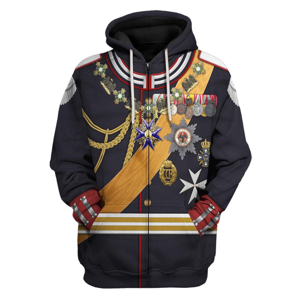 Gearhomie Kaiser Wilhelm II Gala Uniform with Degen German Empire Costume Hoodie Sweatshirt T-Shirt Tracksuit - Gearhomie.com
