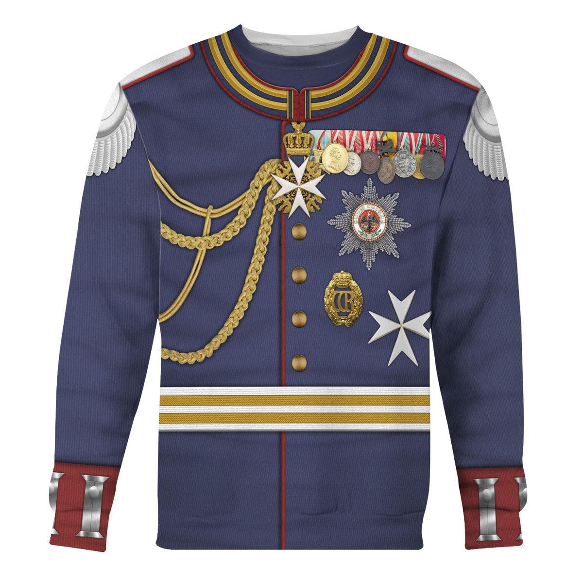 CustomsPig Kaiser Wilhelm II Military Uniform German Emperor Costume Hoodie Sweatshirt T-Shirt Tracksuit - CustomsPig.com