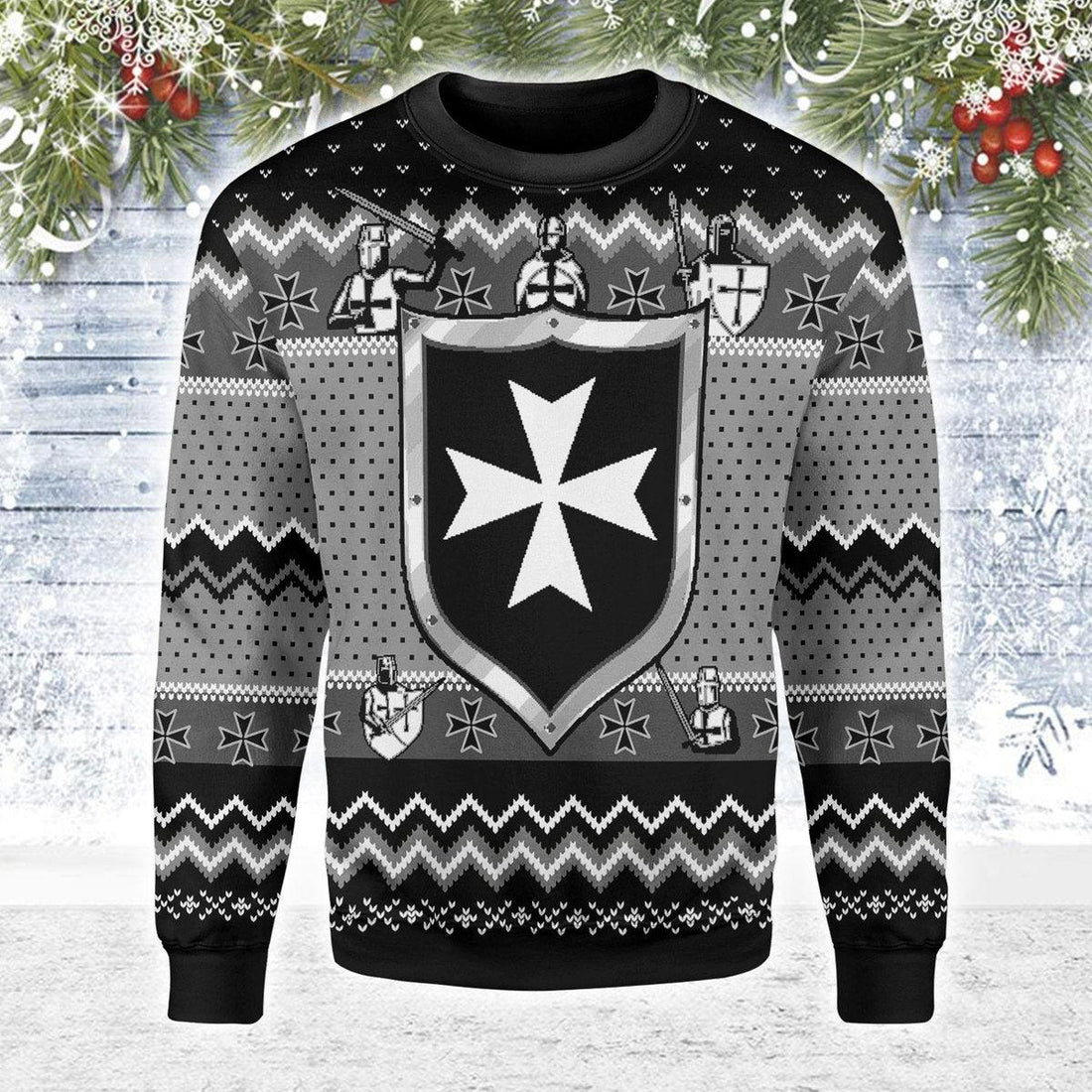 Gearhomie Knights Hospitaller Christmas Ugly Sweater - Gearhomie.com