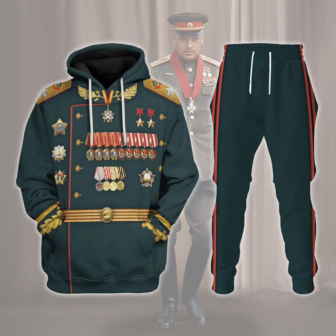 Gearhomie Konstantin Rokossovsky Red Army Commanders Costume Hoodie Sweatshirt T-Shirt Tracksuit - Gearhomie.com