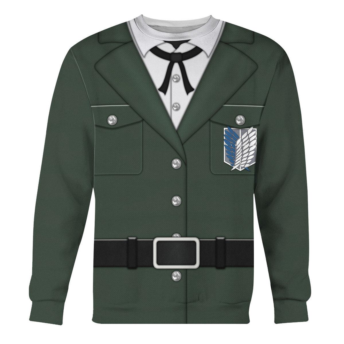 Gearhomie Levi Ackerman Survey Corps Green Hoodie Sweatshirt T-Shirt Sweatpants - Gearhomie.com