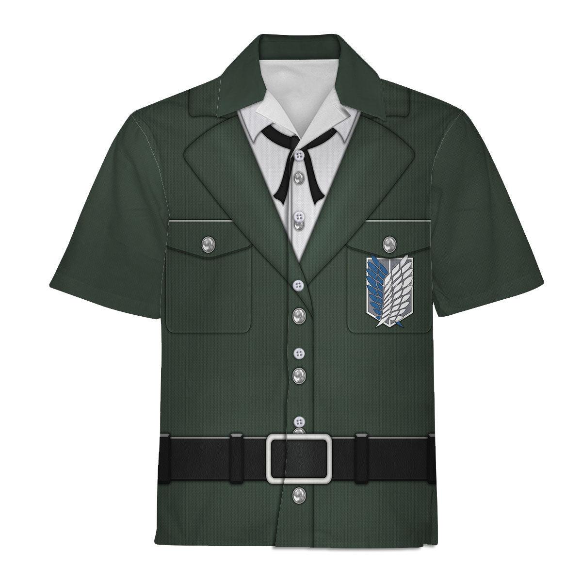 Gearhomie Levi Ackerman Survey Corps Green Hoodie Sweatshirt T-Shirt Sweatpants - Gearhomie.com