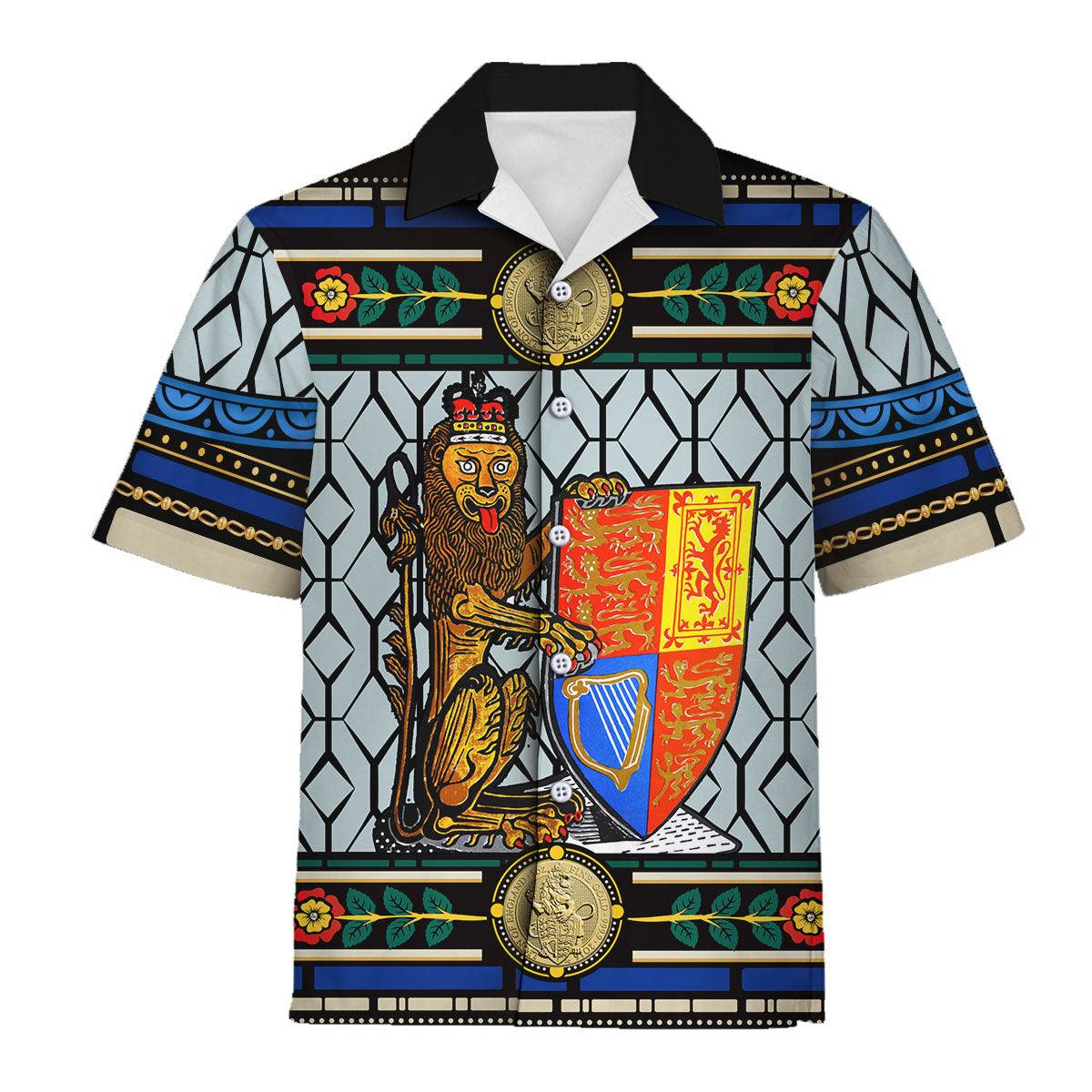 Gearhomie Lion of England Stained Glass Hawaiian Shirt Polo Shirt - Gearhomie.com
