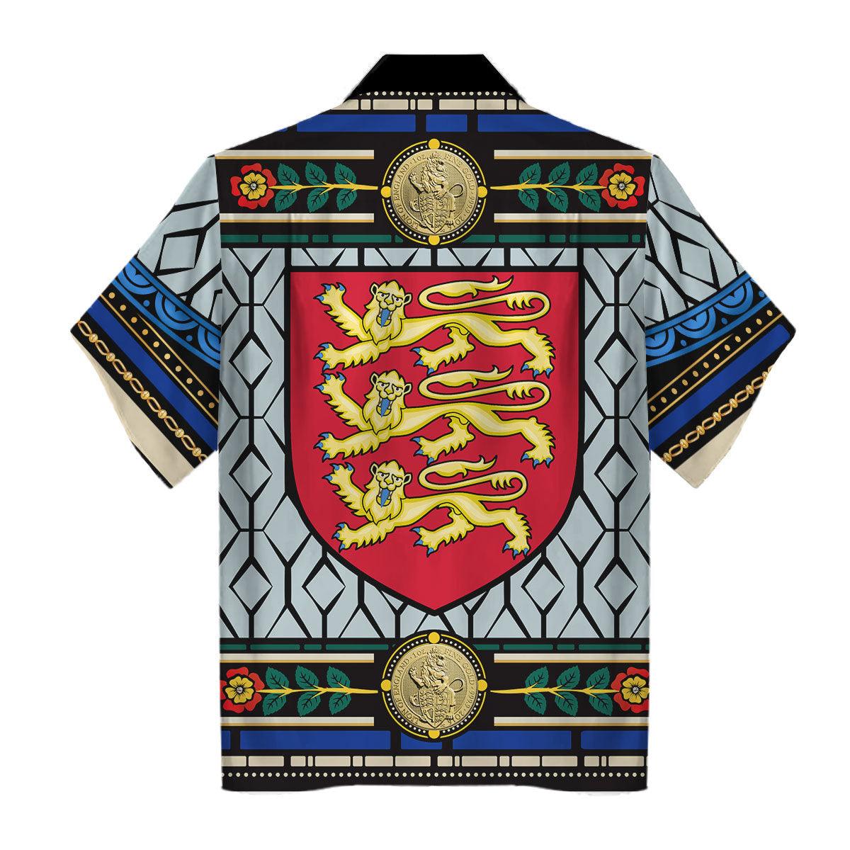Gearhomie Lion of England Stained Glass Hawaiian Shirt Polo Shirt - Gearhomie.com