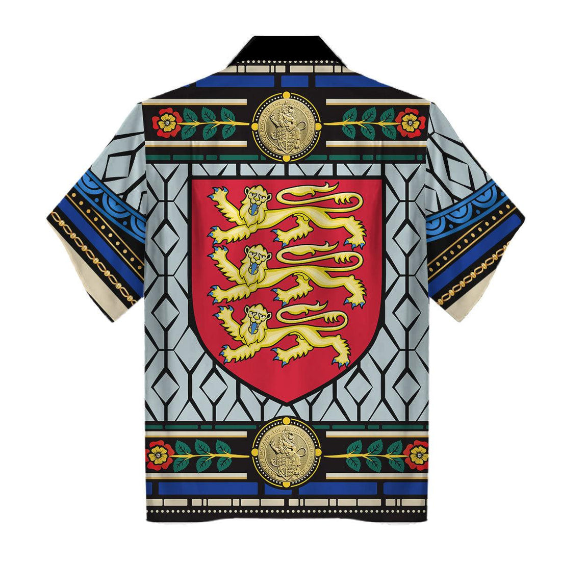 CustomsPig Lion of England Stained Glass Hawaiian Shirt Polo Shirt - CustomsPig.com