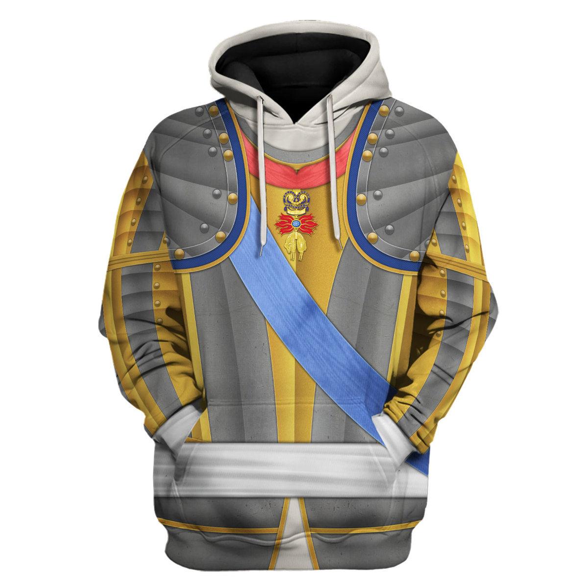 Gearhomie Louis Louis XV of France Armour Costume All Over Print Hoodie Sweatshirt T-Shirt Tracksuit - Gearhomie.com
