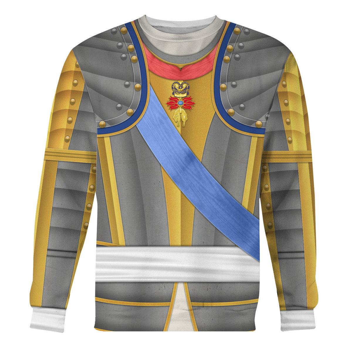 Gearhomie Louis Louis XV of France Armour Costume All Over Print Hoodie Sweatshirt T-Shirt Tracksuit - Gearhomie.com