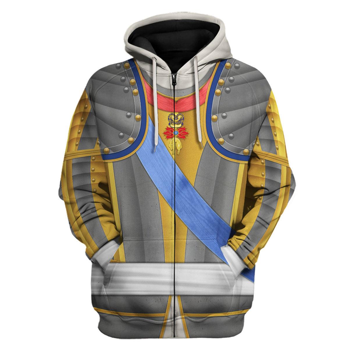 Gearhomie Louis Louis XV of France Armour Costume All Over Print Hoodie Sweatshirt T-Shirt Tracksuit - Gearhomie.com