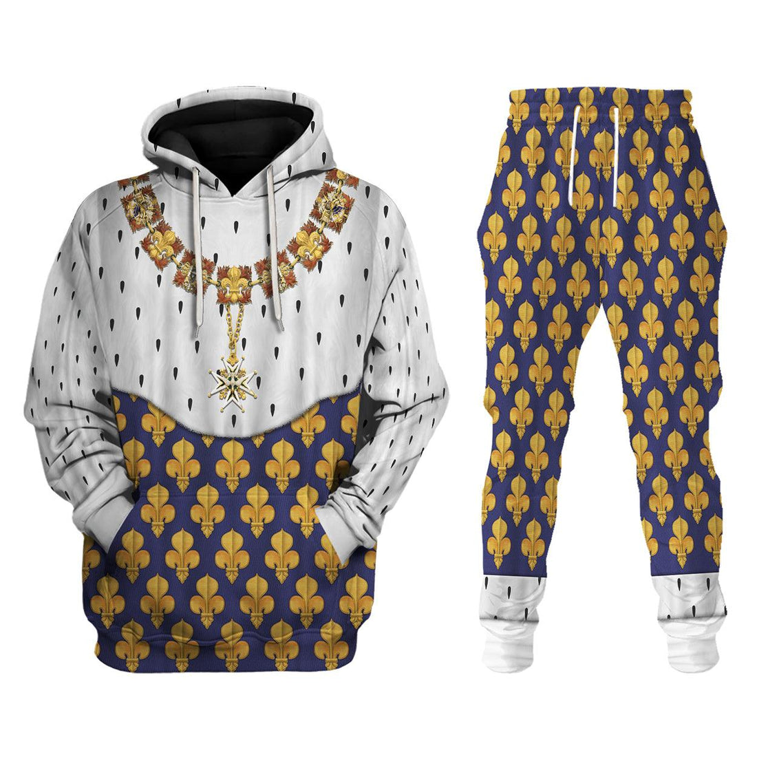 CustomsPig Louis XIII of France in Coronation Robes Costume All Over Print Hoodie Sweatshirt T-Shirt Tracksuit - CustomsPig.com