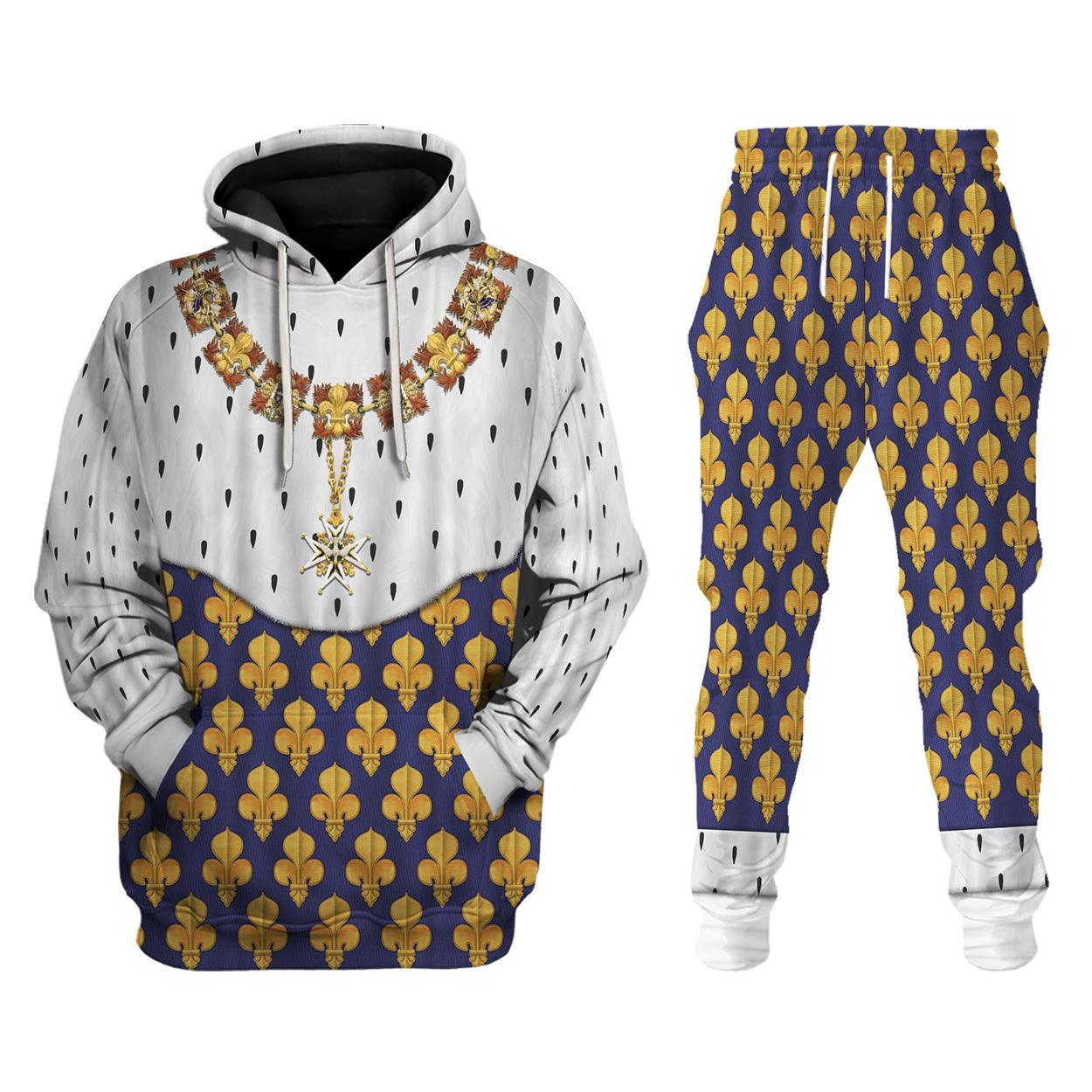 CustomsPig Louis XIII of France in Coronation Robes Costume All Over Print Hoodie Sweatshirt T-Shirt Tracksuit - CustomsPig.com