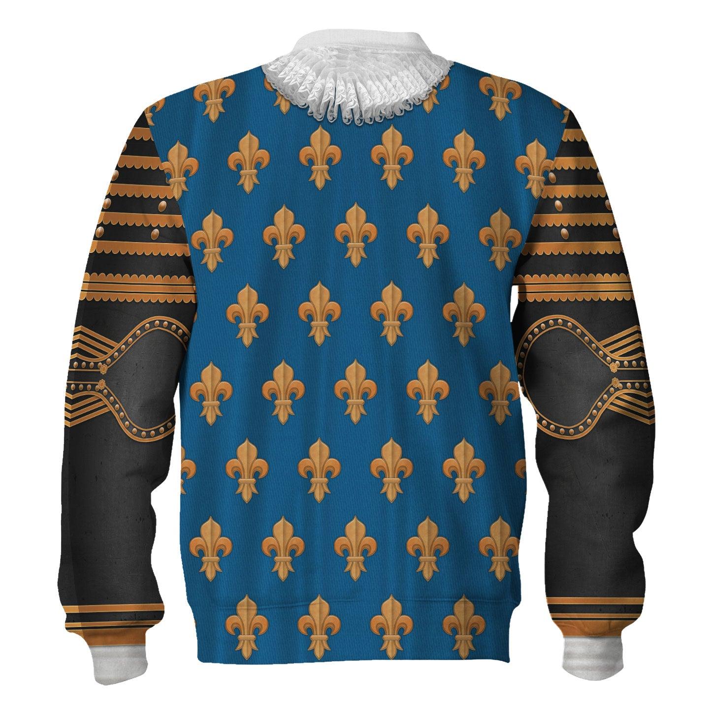 Gearhomie Louis XIII of France Warrior King Costume All Over Print Hoodie Sweatshirt T-Shirt Tracksuit - Gearhomie.com