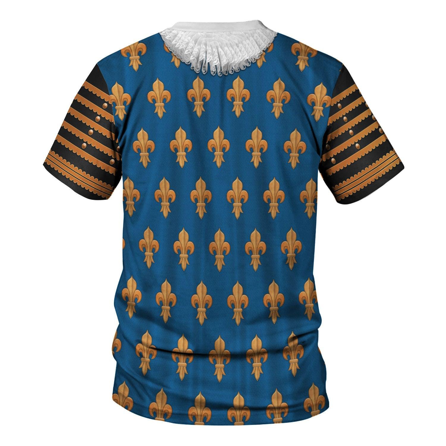 Gearhomie Louis XIII of France Warrior King Costume All Over Print Hoodie Sweatshirt T-Shirt Tracksuit - Gearhomie.com