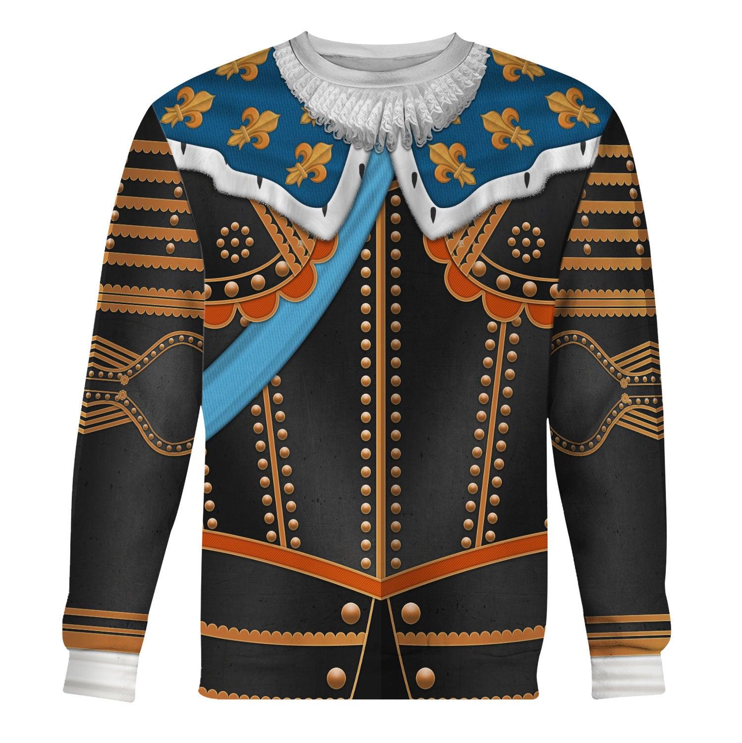 Gearhomie Louis XIII of France Warrior King Costume All Over Print Hoodie Sweatshirt T-Shirt Tracksuit - Gearhomie.com