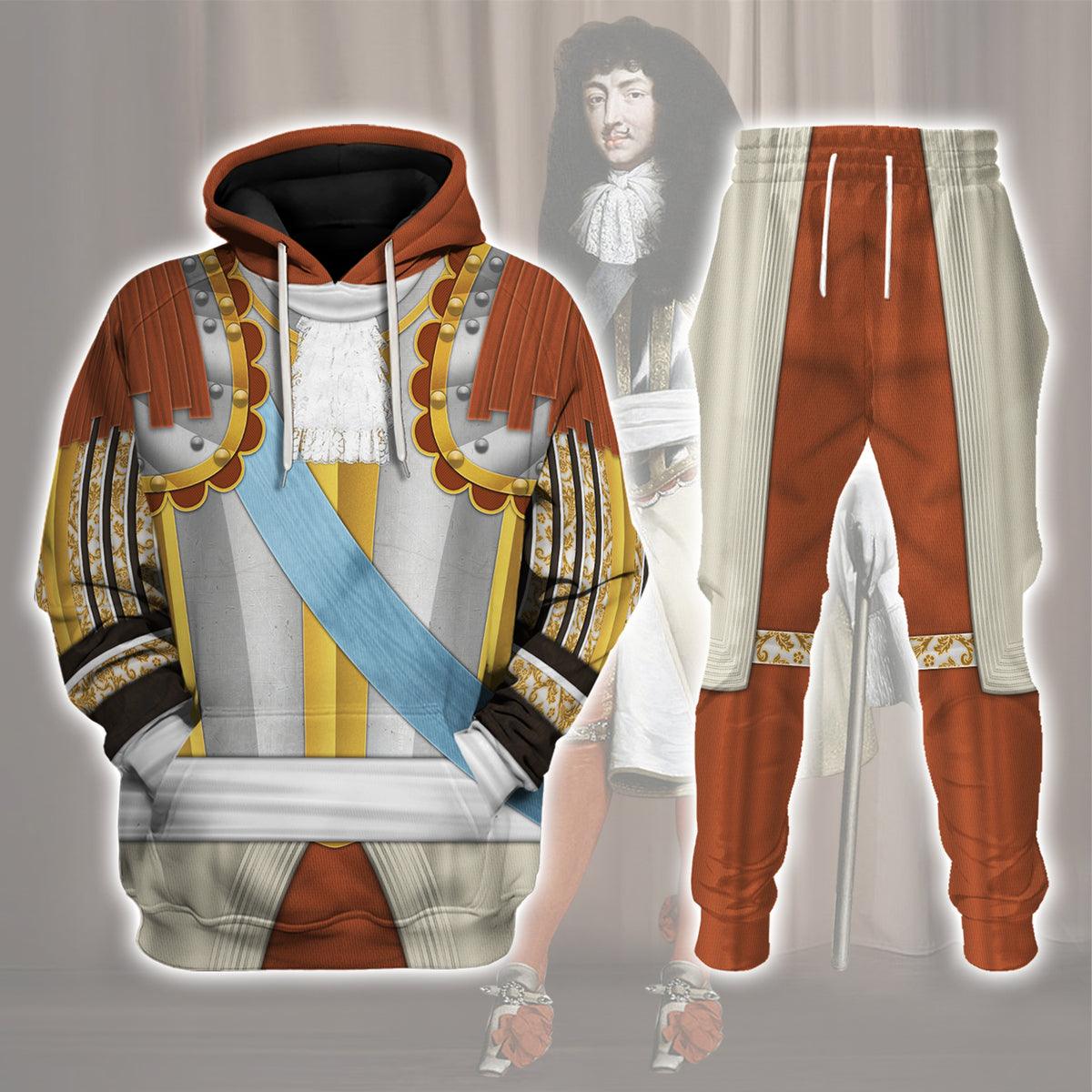 CustomsPig Louis XIV of France Armour Costume All Over Print Hoodie Sweatshirt T-Shirt Tracksuit - CustomsPig.com