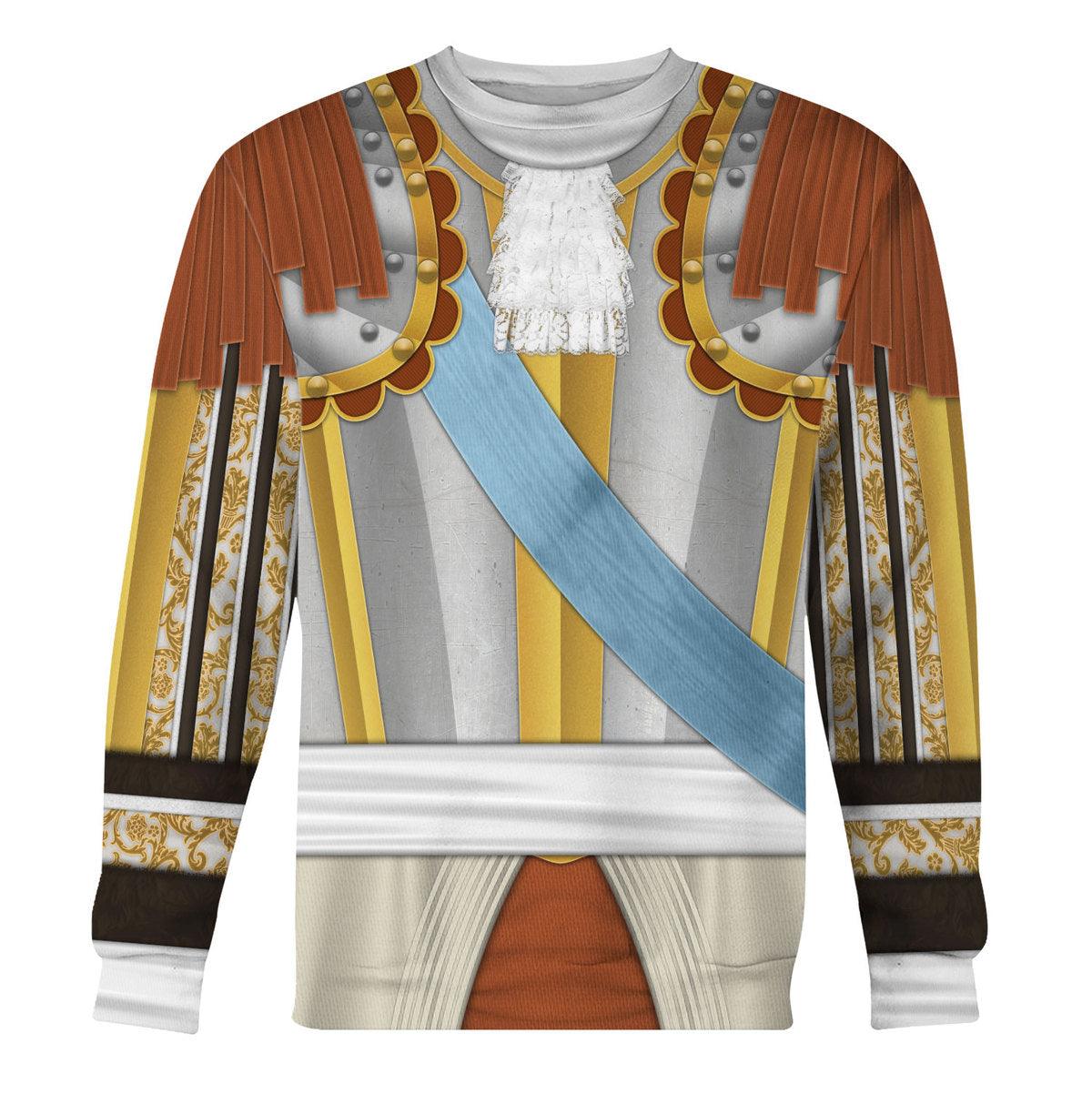CustomsPig Louis XIV of France Armour Costume All Over Print Hoodie Sweatshirt T-Shirt Tracksuit - CustomsPig.com