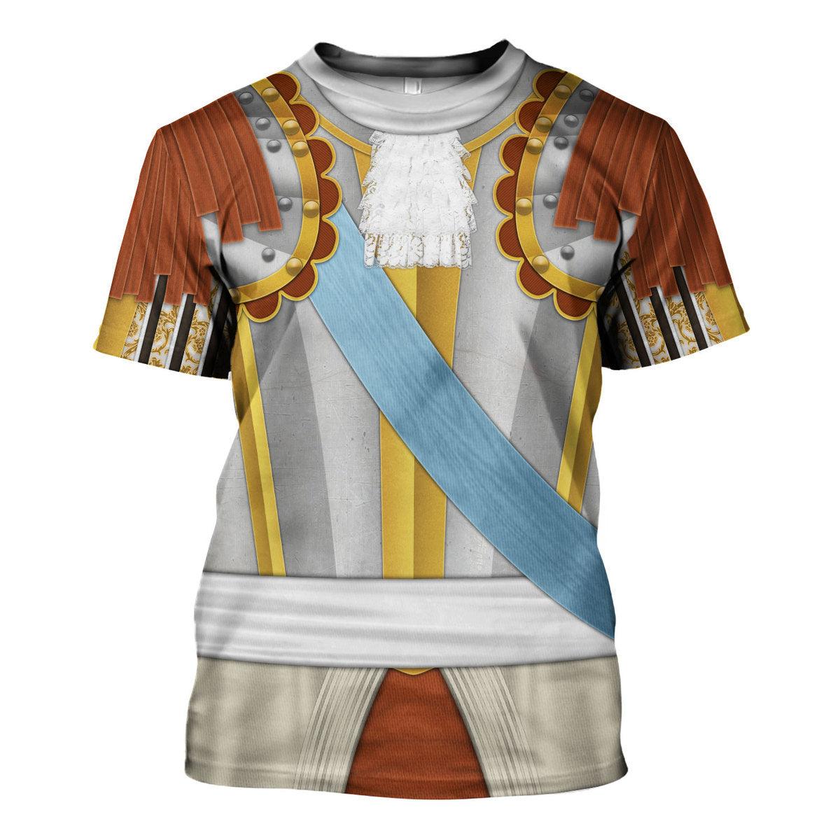 CustomsPig Louis XIV of France Armour Costume All Over Print Hoodie Sweatshirt T-Shirt Tracksuit - CustomsPig.com