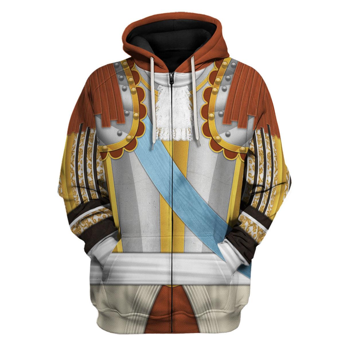 Gearhomie Louis XIV of France Armour Costume All Over Print Hoodie Sweatshirt T-Shirt Tracksuit - Gearhomie.com