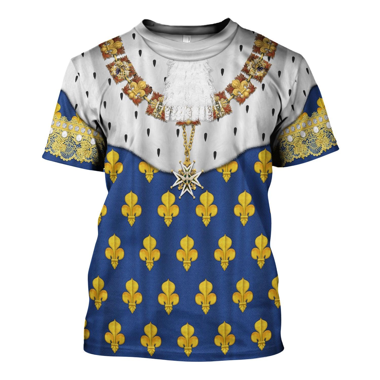 Gearhomie Louis XIV of France in Coronation Robes Costume All Over Print Hoodie Sweatshirt T-Shirt Tracksuit - Gearhomie.com