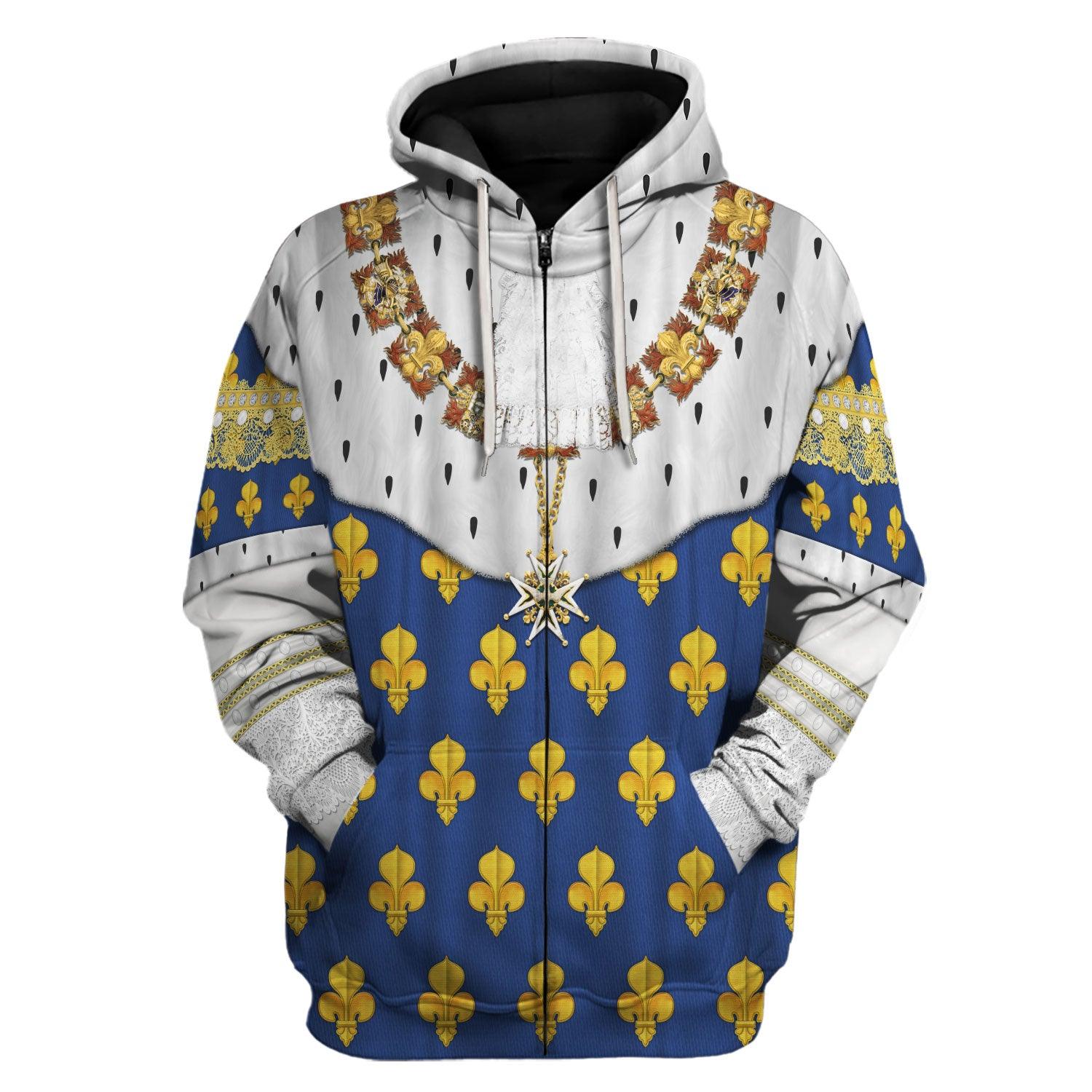 Gearhomie Louis XIV of France in Coronation Robes Costume All Over Print Hoodie Sweatshirt T-Shirt Tracksuit - Gearhomie.com