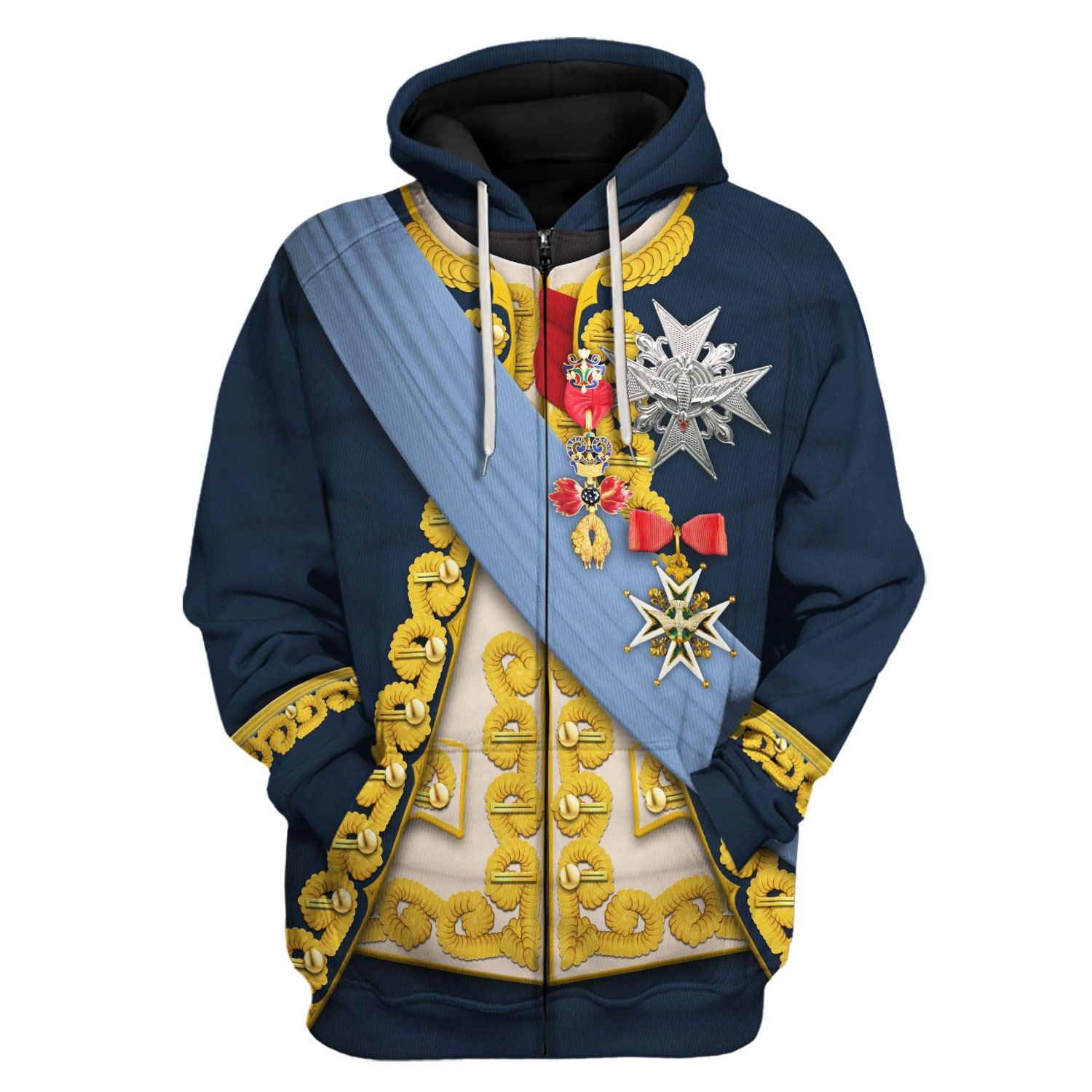 CustomsPig Louis XV of France In 1763 Uniform All Over Print Hoodie Sweatshirt T-Shirt Tracksuit - CustomsPig.com