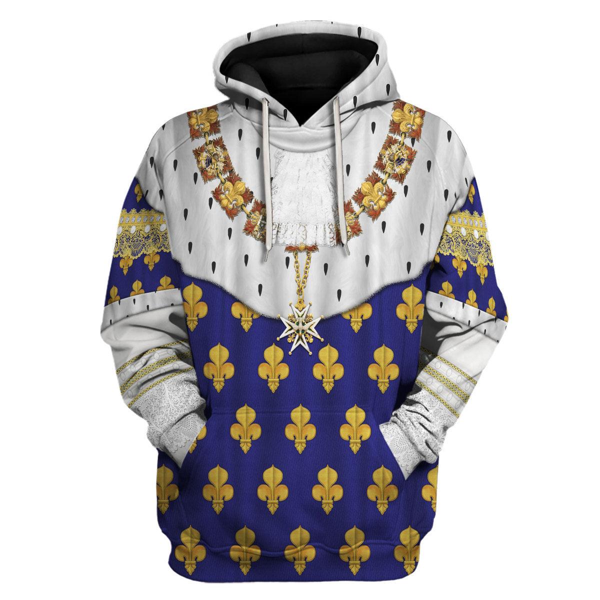 Gearhomie Louis XV of France in Coronation Robes Costume All Over Print Hoodie Sweatshirt T-Shirt Tracksuit - Gearhomie.com