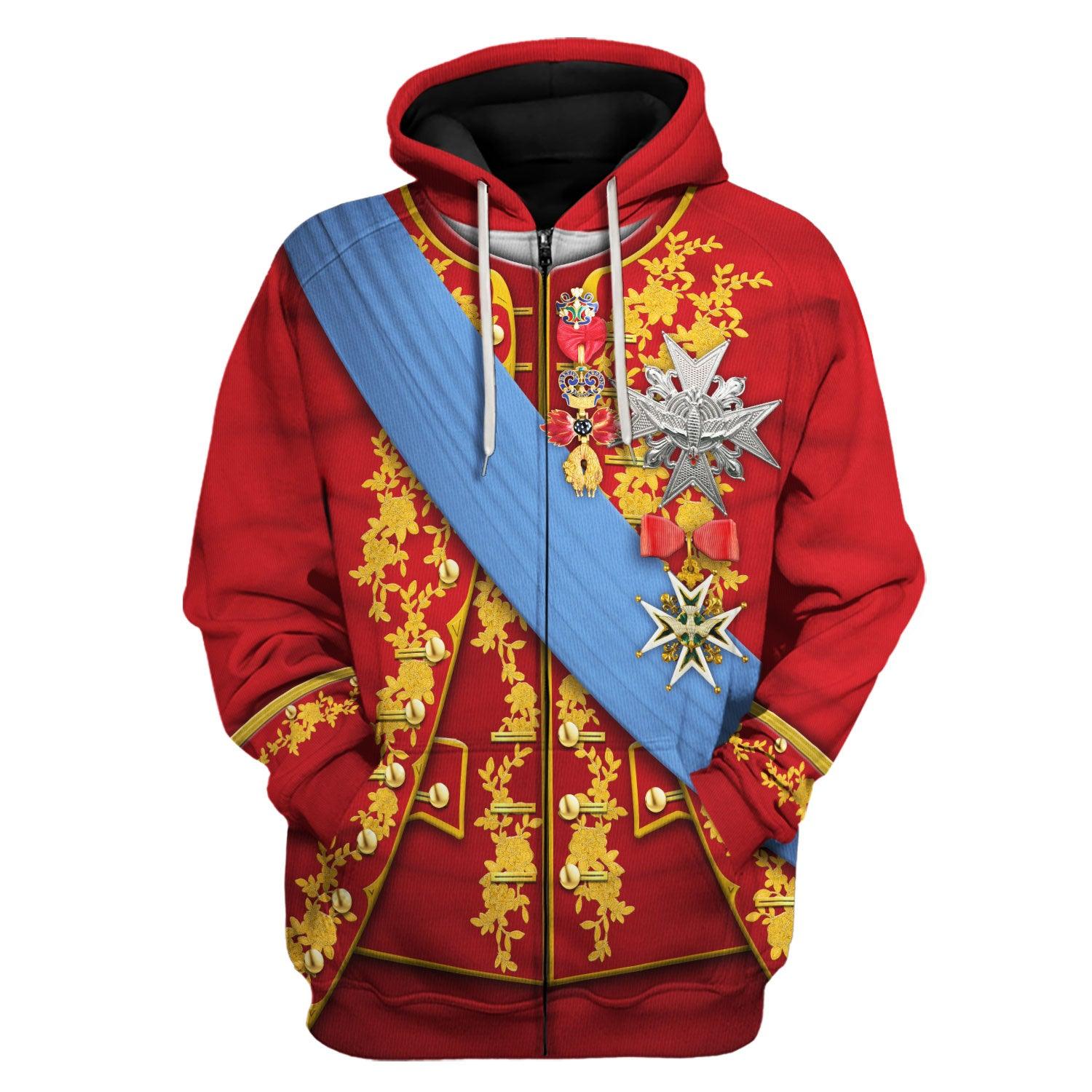 CustomsPig Louis XV of France Uniform All Over Print Hoodie Sweatshirt T-Shirt Tracksuit - CustomsPig.com