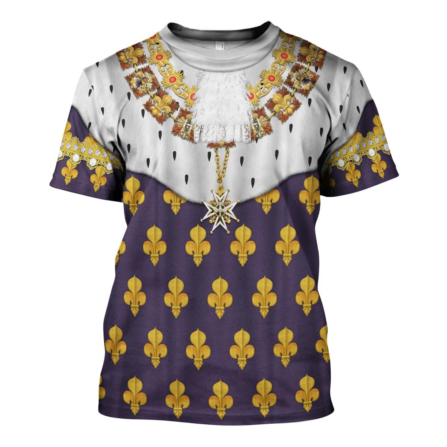 Gearhomie Louis XVI of France in Coronation Robes Costume All Over Print Hoodie Sweatshirt T-Shirt Tracksuit - Gearhomie.com