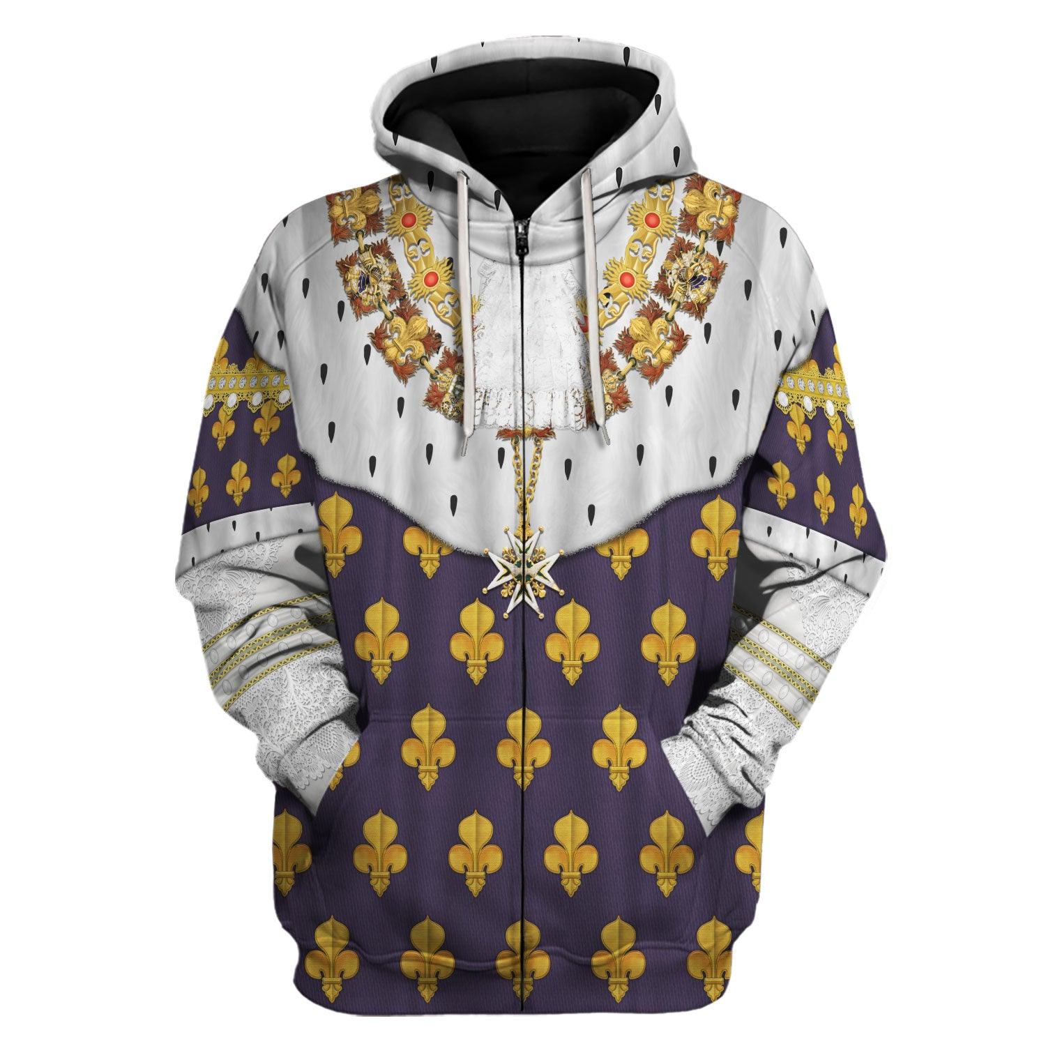 Gearhomie Louis XVI of France in Coronation Robes Costume All Over Print Hoodie Sweatshirt T-Shirt Tracksuit - Gearhomie.com