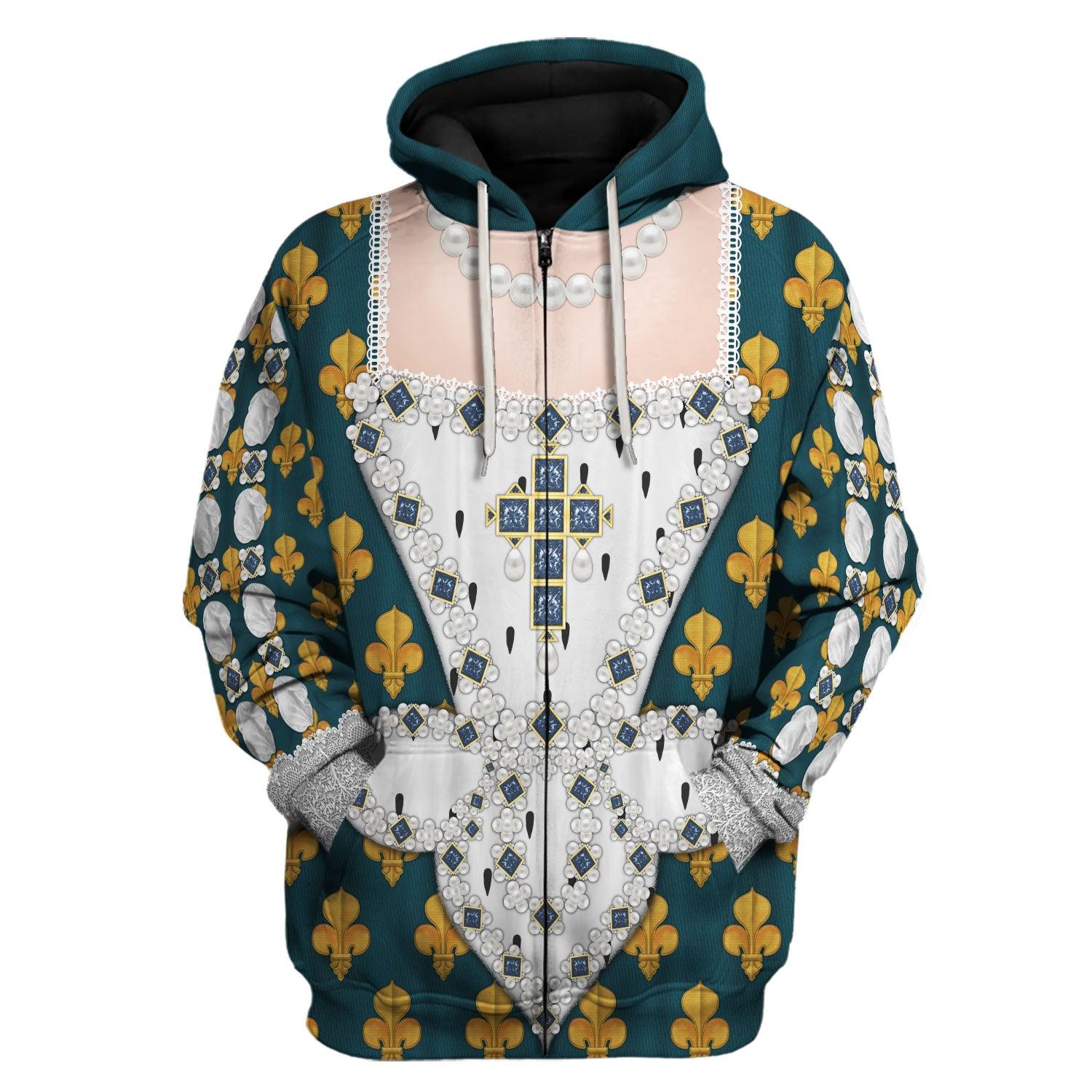 CustomsPig Marie de Medici Queen of France Costume All Over Print Hoodie Sweatshirt T-Shirt Tracksuit - CustomsPig.com