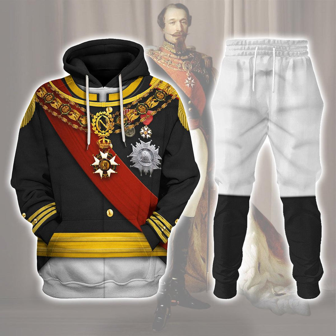 CustomsPig Napoleon III in Coronation Robes Uniform All Over Print Hoodie Sweatshirt T-Shirt Tracksuit - CustomsPig.com