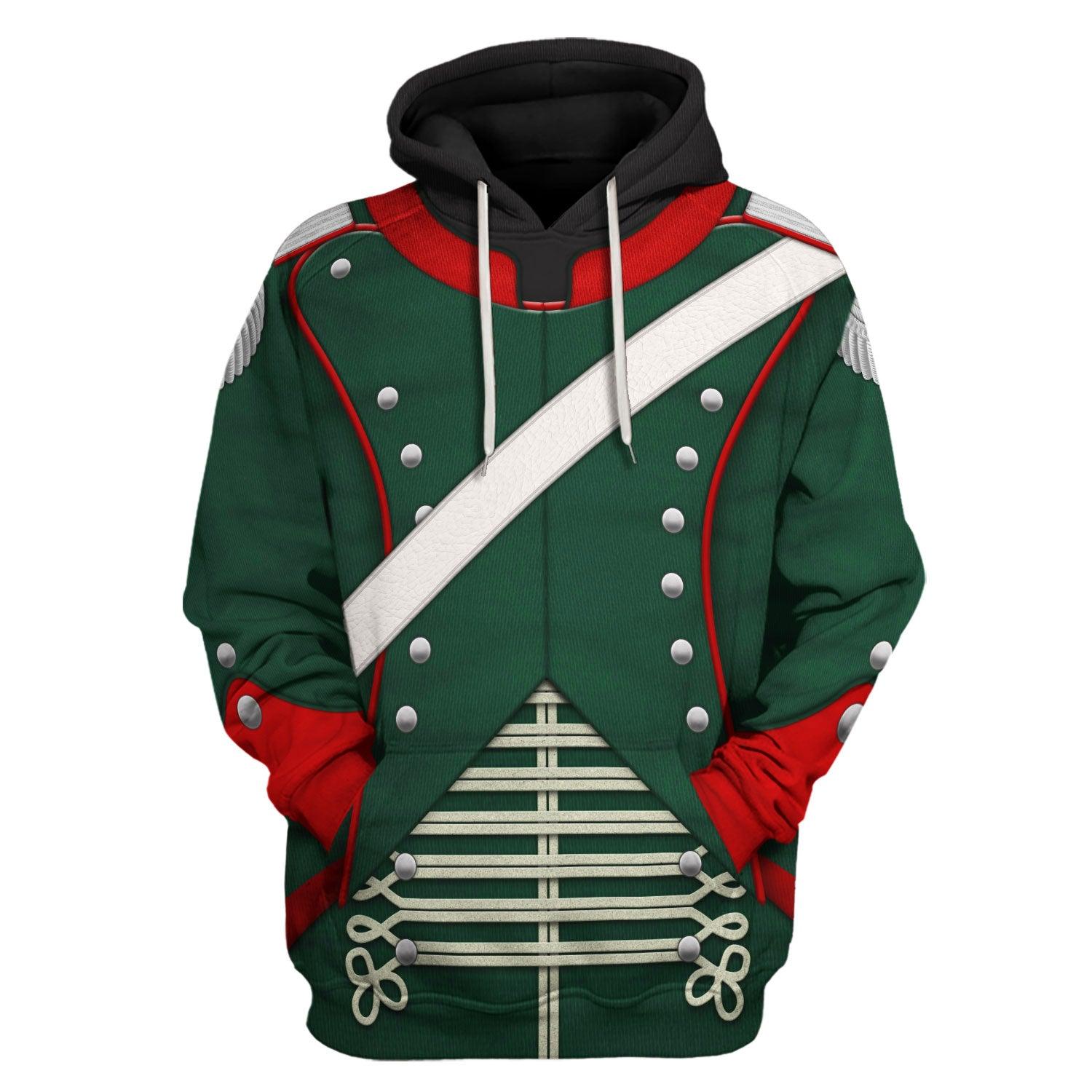 Gearhomie Napoleonic French Light Cavalry-Chasseur A Cheval-Officer (1806-1815) Uniform All Over Print Hoodie Sweatshirt T-Shirt Tracksuit - Gearhomie.com