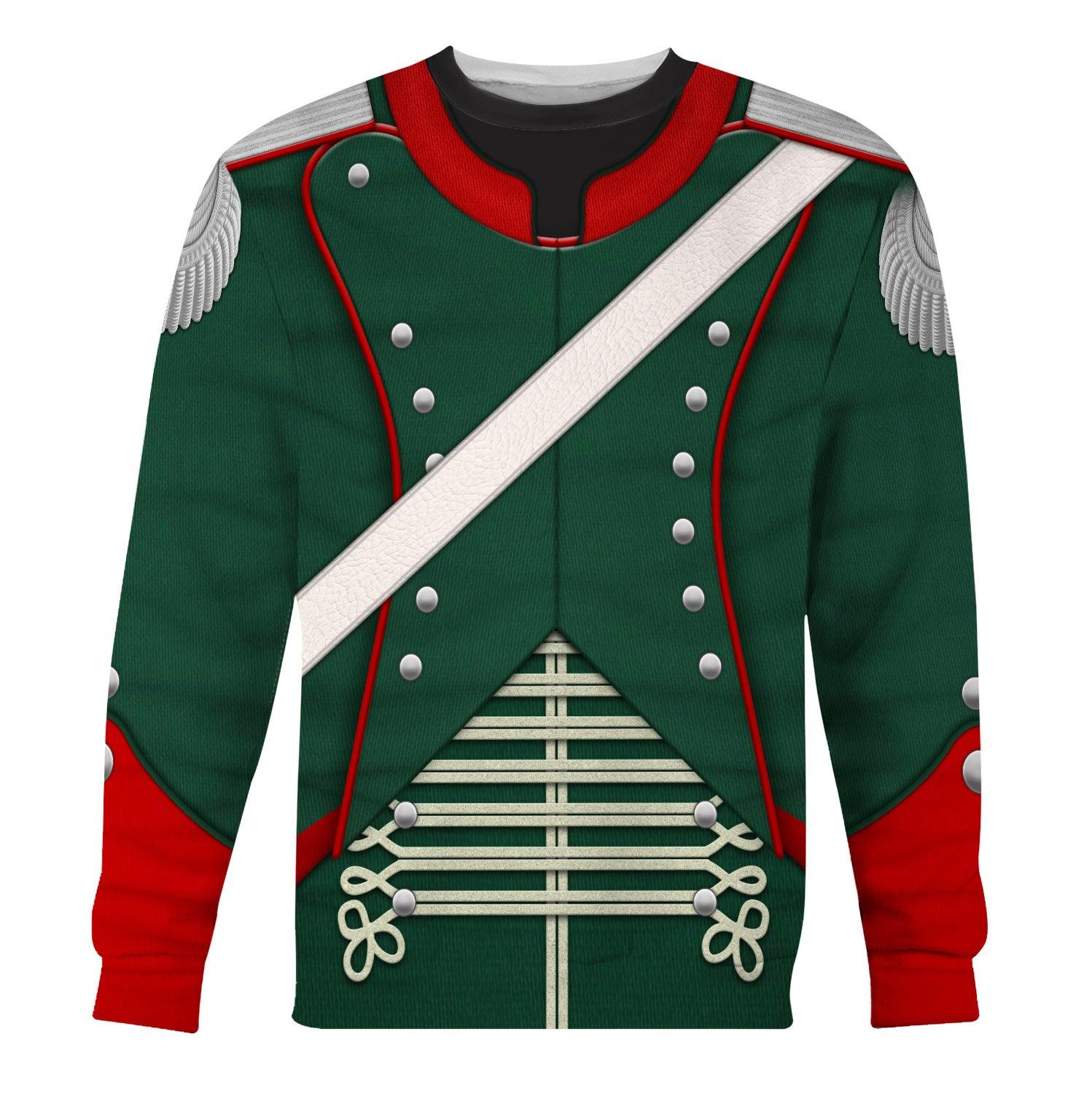 Gearhomie Napoleonic French Light Cavalry-Chasseur A Cheval-Officer (1806-1815) Uniform All Over Print Hoodie Sweatshirt T-Shirt Tracksuit - Gearhomie.com