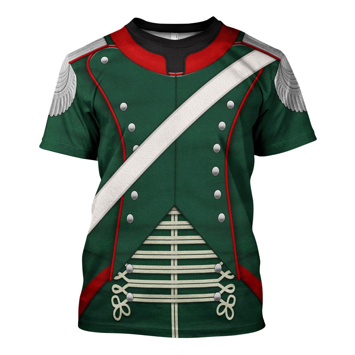 Gearhomie Napoleonic French Light Cavalry-Chasseur A Cheval-Officer (1806-1815) Uniform All Over Print Hoodie Sweatshirt T-Shirt Tracksuit - Gearhomie.com