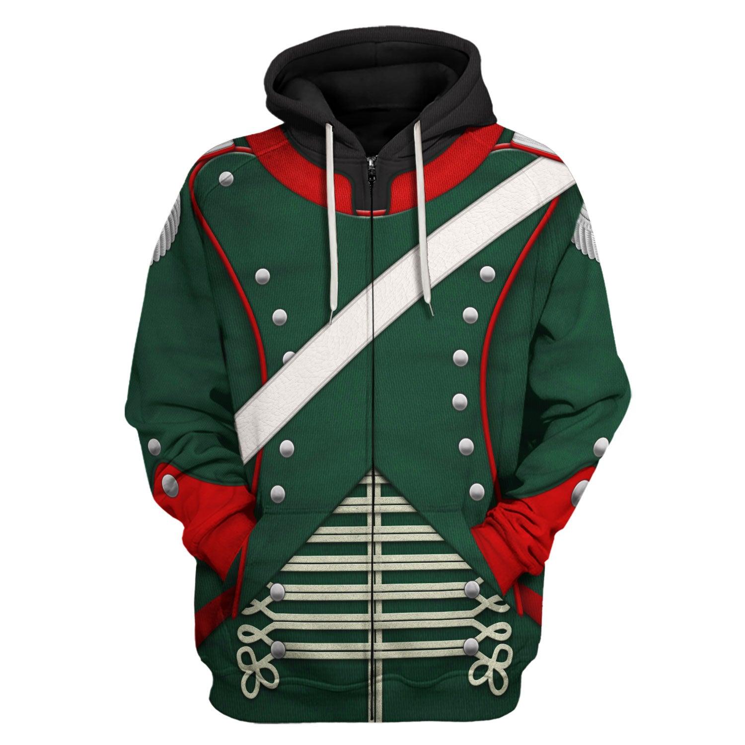 Gearhomie Napoleonic French Light Cavalry-Chasseur A Cheval-Officer (1806-1815) Uniform All Over Print Hoodie Sweatshirt T-Shirt Tracksuit - Gearhomie.com