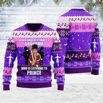 Gearhomie NEVER UNDERESTIMATE A GRANDMA Christmas Ugly Sweater - Gearhomie.com
