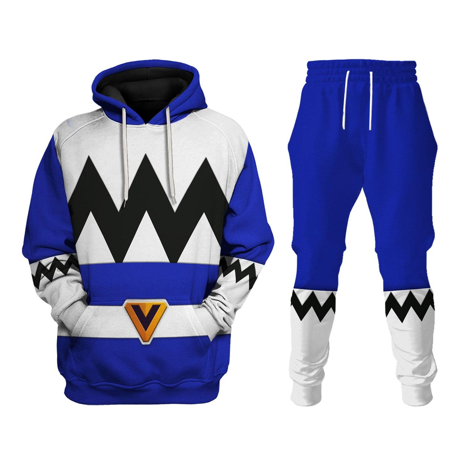 Gearhomie Power Rangers Lost Galaxy Blue Costume Hoodie Sweatshirt T-Shirt Tracksuit - Gearhomie.com