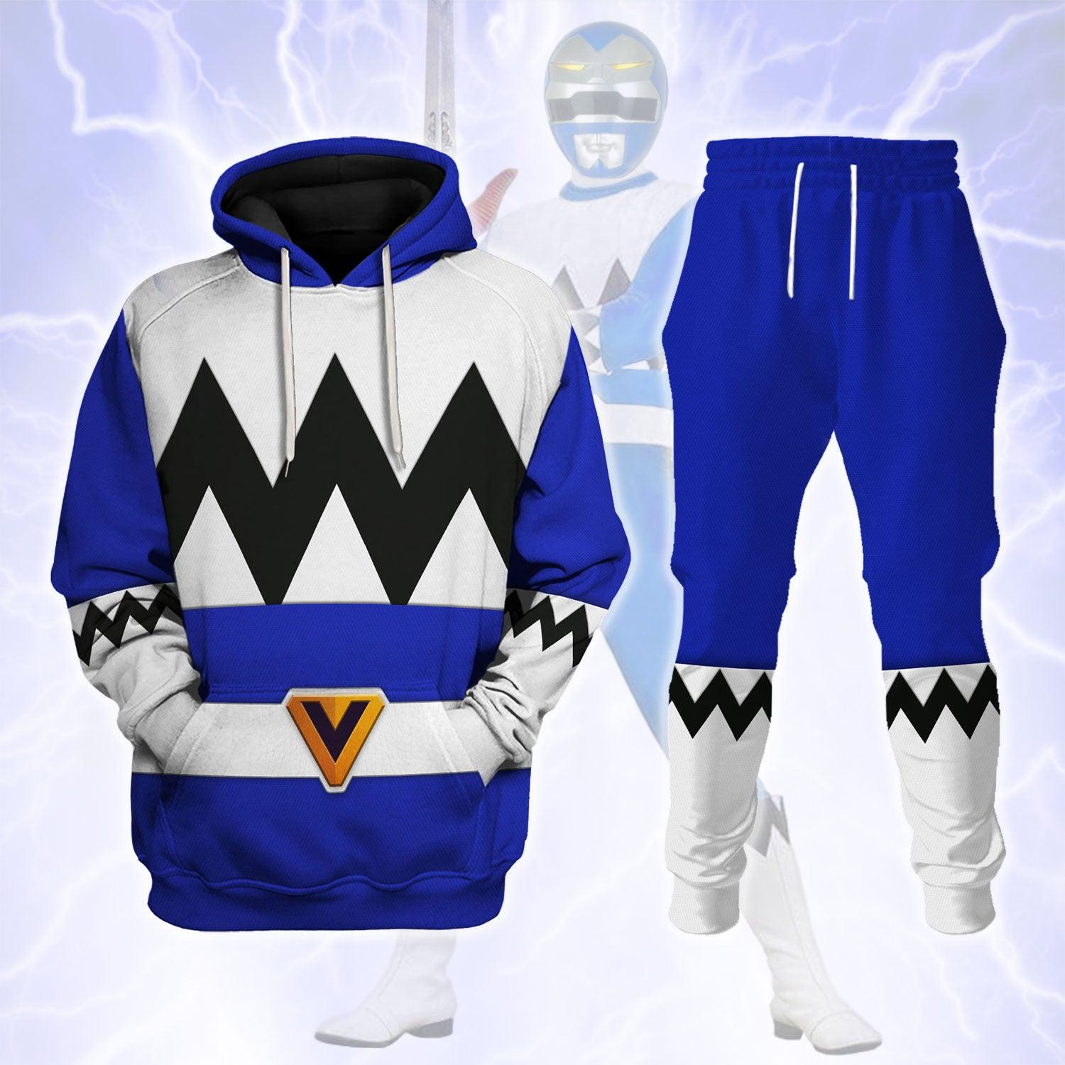 Gearhomie Power Rangers Lost Galaxy Blue Costume Hoodie Sweatshirt T-Shirt Tracksuit - Gearhomie.com