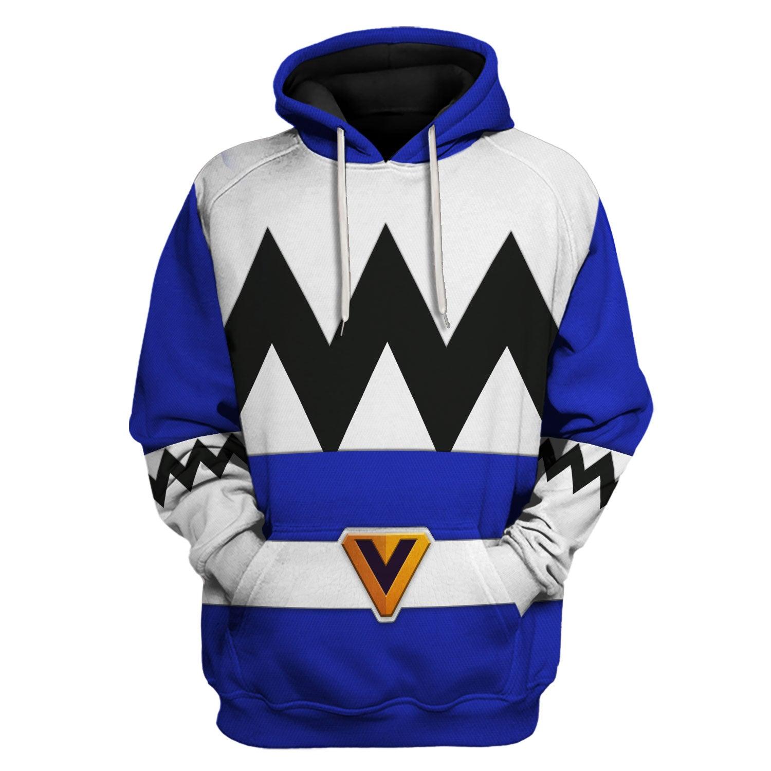 CustomsPig Power Rangers Lost Galaxy Blue Costume Hoodie Sweatshirt T-Shirt Tracksuit